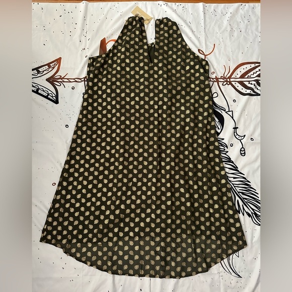 Michael Kors |  Bergalia Metallic Foil Trapeze Dress | Medium | Green - Picture 7 of 9